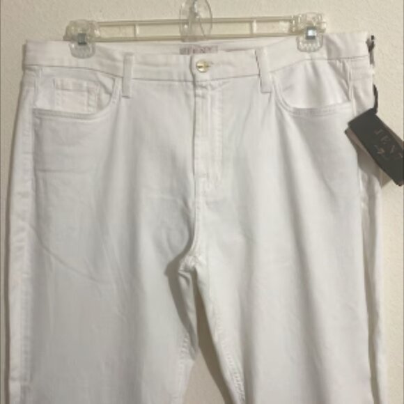 JEN7 by 7 for All Mankind Women's Straight Crop & Roll White Denim Jeans Size 14 - Picture 1 of 8
